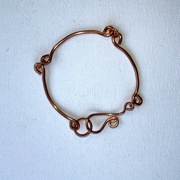 Handmade Solid Copper 3 Curved Bar Bracelet Modern Contemporary Therapeutic Boho - Picture 1 of 6